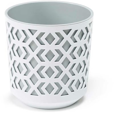 GreenHome Etnic - Bloempot - Wit ajour - Grijs inzetstuk - Duurzaam & Praktisch - 14x15 cm