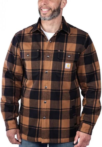 Carhartt Relaxed Fit Heavyweight Flannel Sherpa Casual vest heren Bruin dessin S