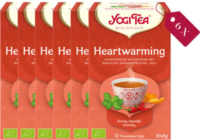 Yogi Tea Heartwarming - Biologische Kruidenthee met Kaneel, Munt en Kardemom voor Een Verwarmende en Opbeurende Smaak - Tray van 6 Stuks