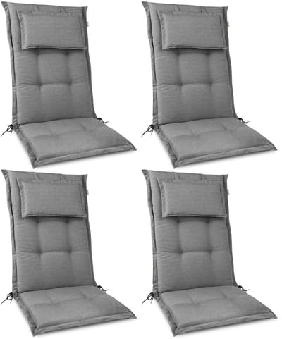HighLux NL Zitkussen voor Tuinstoel Lage Rug Kussen 105x50cm Lichtgrijs - 4 Kussens voor Tuinmeubelen - 7 cm Dik - Made in EU - Lage Rug Tuinkussen