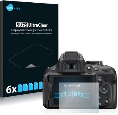 Savvies - Screenprotector voor Nikon D5200 - Folie Beschermfolie transparant 6 Stuks