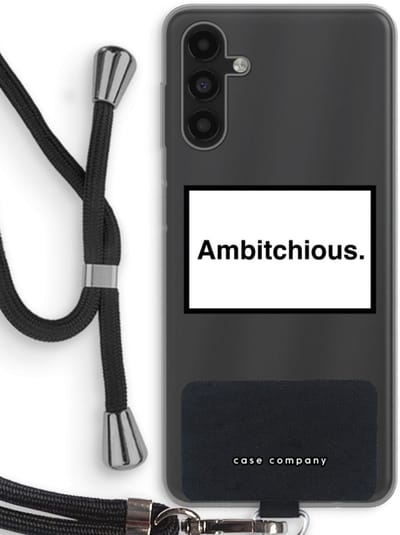 Case Company® - Hoesje met koord geschikt voor Samsung Galaxy A04s hoesje met Koord - Ambitchious - Telefoonhoesje met Zwart Koord - Bescherming aan alle Kanten en Over de Schermrand