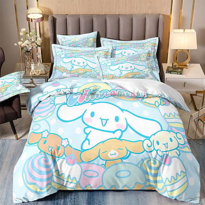 Leuke Cinnamoroll beddengoedsets: dekbedovertrek, kussensloop, 2-3-delige sets, ideaal als cadeau voor tieners en kinderen. US Twin173x218cm