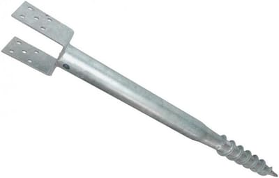 Paaldrager Schroeffundering - Grondanker Schroefhuls - Stevig Verankeren Tuin - Thermisch Verzinkt Staal - 100 x 865 mm - Zilver