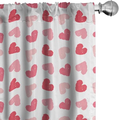 ABAKUHAUS Hartjes gordijnen – 2-delige set 75x245 cm – Blush pastelroze – microvezel