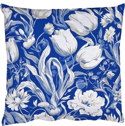 Sierkussens - Kussentjes Woonkamer - 50x50 cm - Bloemen - Delfts Blauw - Patroon - Tulp