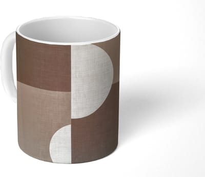 Mok - Koffiemok - Raster - Halve cirkels - Contrast - Mokken - 350 ML - Beker - Koffiemokken - Theemok