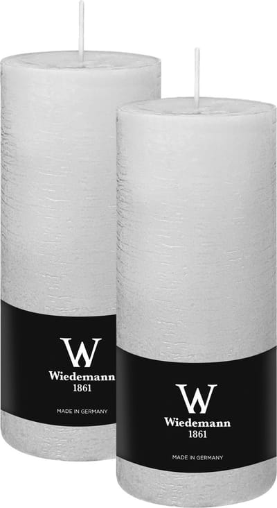 Wiedemann Cilinderkaars/stompkaars - 2x - rustieke kaars - wit - 7 x 16 cm - 66 branduren