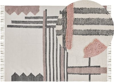 MURADIYE - Laagpolig vloerkleed - Beige - 140 x 200 cm - Katoen