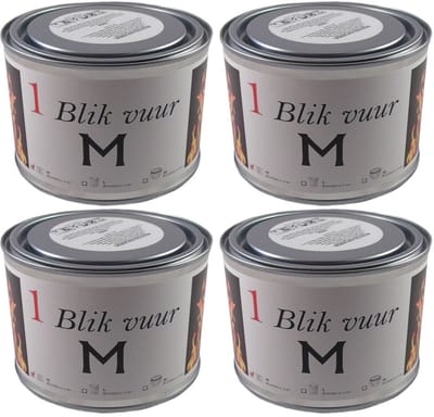 4x tuinfakkel vuur verlichting in blik - 11 x 7 cm - 4 branduren- zweedse fakkel - vuurblik - tuinkaars/outdoor kaars - tuinverlichting/tuindecoratie