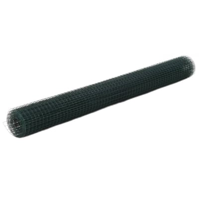 vidaXL - Kippengaas - 25x1,5 - m - staal - met - PVC - coating - groen