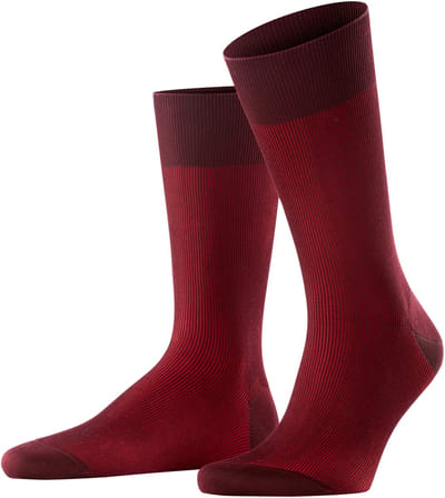 FALKE Fine Shadow gedessineerd katoen sokken heren rood - maat 39-40