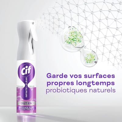 Cif - Infinite+Clean - Alles-in-1 Reinigingsspray - Multifunctioneel - Streeploze glans - Natuurlijke probiotica - Langdurige reiniging -2 X 280 ml