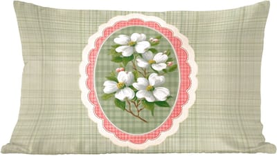 Sierkussens - Kussentjes Woonkamer - 60x40 cm - Bloemen - Illustratie - Geruit - Groen