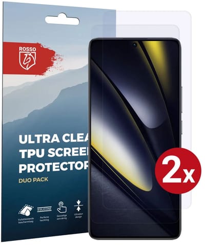 Rosso Screen Protector Geschikt voor Xiaomi Poco F6 | Ultra Clear Duo Pack | TPU Folie | Case Friendly Beschermfolie | 2 Stuks