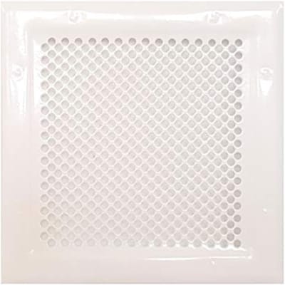 Vierkant Ventilatierooster Wit RAL 9016 18x18 cm - Afdekrooster Geperforeerd Staal voor Verwarming en Plafond