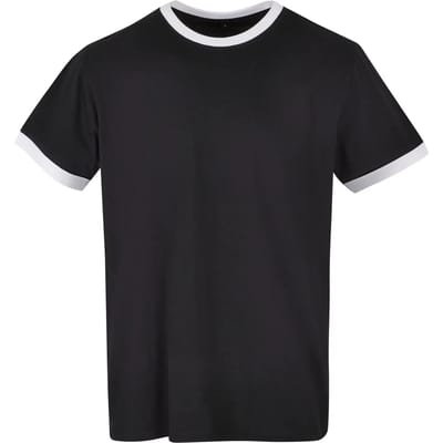 Build your Brand Men´s Ringer Tee BYBB022 - Black/White - XS