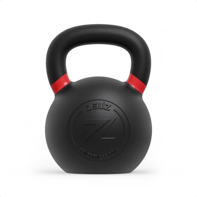 ZEUZ Kettlebell 32 KG – Gewichten voor Fitness & CrossFit - Conditie & Krachttraining – Gietijzer – Rood