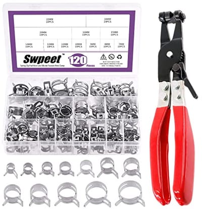 121-delige Dacromet Veerband Slangklemmen Set met Swivel Flat Band Brandstofslangklem Pliers