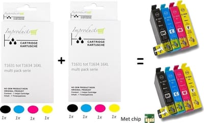 Improducts® Inkt cartridges - Alternatief Epson 16XL / 16 XL 8 stuks