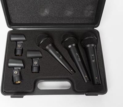 Velleman SET MET 3 DYNAMISCHE MICROFOONS - ZWART - in PLASTIC KOFFER (HQMC10007)