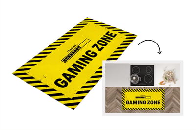 Keukenloper - Loper keuken - Gaming - Game - Zwart - Geel - 120x60 cm - Keukenloper vinyl