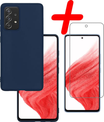 Hoesje Met Screenprotector - Geschikt voor Samsung Galaxy A53 - Sterk & Shockproof - Back Cover - Siliconen Case - Telefoon Hoes - Donkerblauw