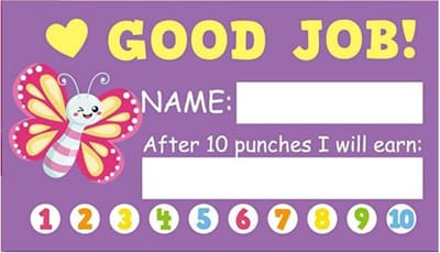 50 stuks beloningskaartjes - punch kaartjes - vlinder - leermiddel basisschool