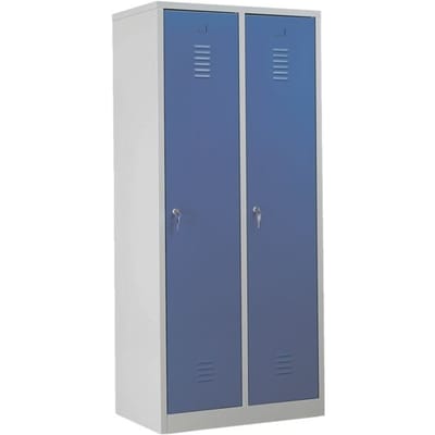 Kledinglocker, 2 deuren, B 800 x H 1800 mm cilinderslot, lichtgrijs/blauw