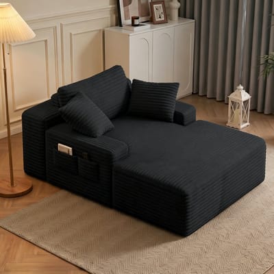 Bealife AR69 Slaapbank – Eenpersoonsbank met 3 kussens, zijopbergruimte en armleuningen – Fluweel - 150×102×61 cm – Donkergrijs