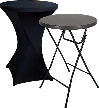 BRASQ Statafel Zwart – Ø80 x 110 cm – Staantafel – Partytafel – Bartafel – Inclusief Zwarte Statafelrok – Voor Binnen en Buiten – Vouwtafel – Inklapbaar – Kunststof en Metaal