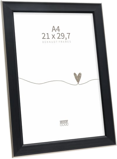 Deknudt Frames fotolijst S244E2 - zwart met zilverbiesje - foto A4(21x29,7 cm)