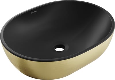 Mexen Viki opzetwastafel 48 x 35 cm, zwart mat/gouden lijnpatroon - 21054877