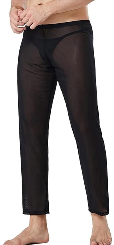 Dailygoods- Pyjamabroek Heren - Transparante Lange Broek - Sexy Lingerie - Ademend Materiaal - Losse Yogabroek - Effen Patroon - Loungebroek
