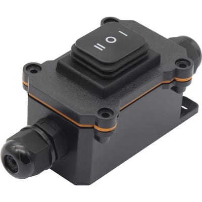 IP68 waterdichte aansluitdoos + 12V 3-speed tuimelschakelaarset buiten 2-weg stekker lijn draad bereik 4 zwart