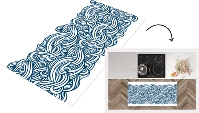 Keukenloper - Loper keuken - Patroon - Golven - Zee - 120x60 cm - Keukenloper vinyl