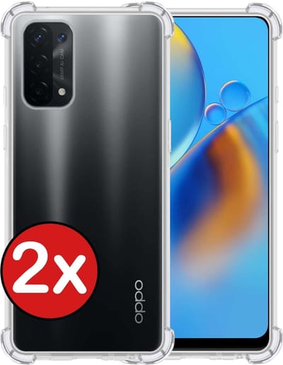 Hoesje - 2 Stuks - Geschikt voor OPPO A74 5G - Sterk & Shockproof - Back Cover - Siliconen Case - Telefoon Hoes Shock Proof - Telefoonhoes - Transparant