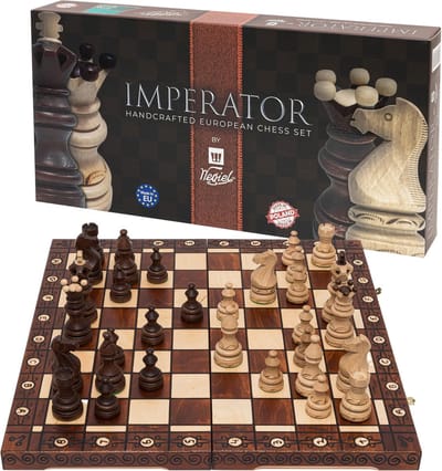 Houten Schaakbord met Schaakstukken - 52x52 cm Geschenkverpakking