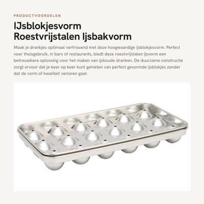 Dailygoods- IJsblokjesvorm Roestvrij staal - IJsblokjesvorm groot - IJsblokjesvormen - IJsblokjesvorm met deksel - Duurzaam - 18 IJsblokjes capaciteit - Ijsbak