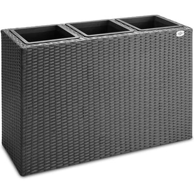 Casaria 3-Delige Plantenbak - Polyrotan met Binnenpot 83x31x60cm - Zwart