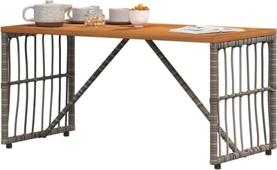 Rechthoekige tuintafel - Balkontafel Terrastafel - Buiten Ontspannen - Acaciahouten tafelblad - 80 x 40 x 40 cm - Staalgrijs