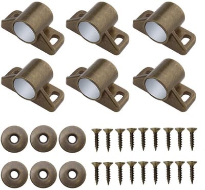 Dailygoods- Magnetische Klink - Antiek Brons - 6 Stuks - Inclusief Montage Schroeven - Sterke Magnetische Kracht - Afmetingen 36x16mm - Deurklink