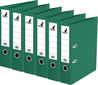 Ringband map/ordners 2 gaats A4 - Set van 6x stuks - groen - 31 x 28 x 7 cm - Documenten/papieren opbergen - Kantoorartikelen