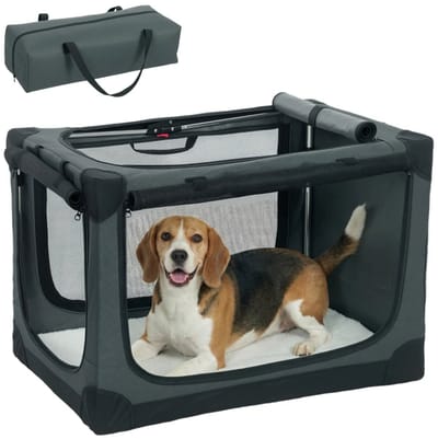 Autobench voor hond - Transportkrat - Autohondenkooi - Veiligheidsslot en afgeschuinde randen - Legergroen