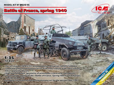 ICM Modelbouwpakket Militaire voertuigen - DS3515 Battle of France spring 1940 German combat vehicles Plastic - 1:35 - Modelbouw