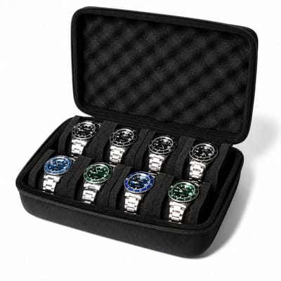 PolkaHome Hard Shell Horlogebox met 8 Vakken - Zwart - Opbergbox voor Horloges Mannen en Vrouwen