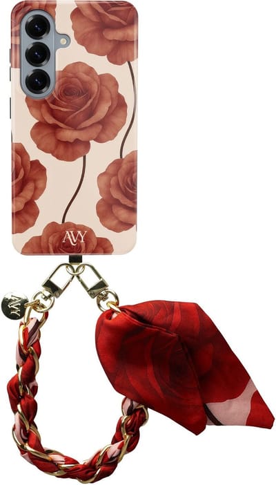 AVY Hoesje Met Telefoonkoord | Geschikt voor Samsung Galaxy S26 | Compatibel met MagSafe & Qi2 | Hard Shell Back Cover | Stijlvol Bijpassend Koord Polsbandje (32CM) | Botanique Roses