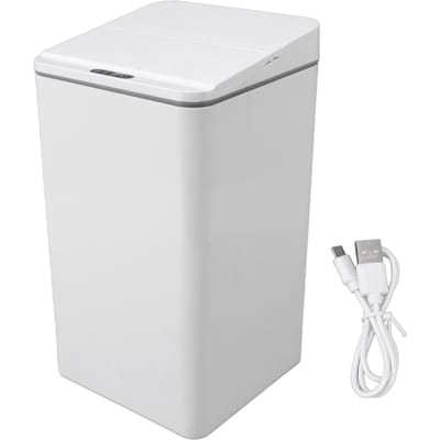 Desktop Sensor Prullenbak USB Opladen Opvouwbaar Deksel 9L Intelligente Inductie Afvalbak voor Slaapkamer wit