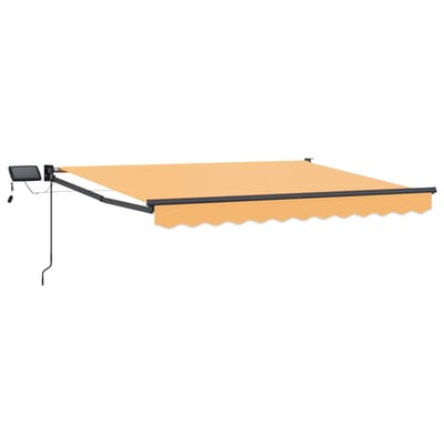 vidaXL - Handbediende - luifel - met - LED's - Zand - 100% - Polyester - en - Aluminium