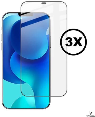 VOWLUX Screenprotector voor iPhone 12 Pro Max – Gehard Glas Tempered Glass – 3 Stuks – 9H Extra Sterk, HD Helder, Case-Friendly – Beschermglas